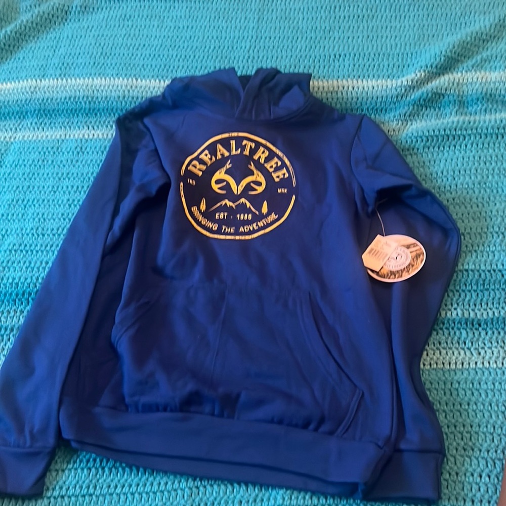 Blue and yellow light hoodie XL kids size